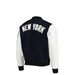 Veste universitaire pour hommes, veste de baseball personnalisée noire et blanche, logo brodé, boutons pression - Product Image 5