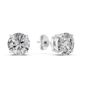 Boucles d'oreilles clous solitaire de luxe pour femme en argent 925 plaqué rhodium, avec diamant de laboratoire de 1,06 carat, clarté VS, couleur EF, 5 mm - Product Image 5