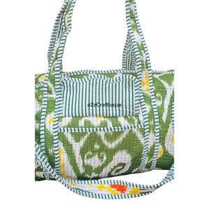 Sacs fourre-tout promotionnels en tissu matelassé coloré faits à la main, grands sacs de voyage en coton vintage pour femmes, sacs de plage - Product Image 5