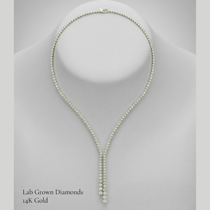 สร้อยคอเทนนิสทองคำแท้ 14K หรูหรา ประดับเพชรเลี้ยงในห้องปฏิบัติการ ดีไซน์สั่งทำได้ รับรองโดย IGI เครื่องประดับชั้นดีสำหรับผู้หญิง งานปาร์ตี้ วันครบรอบ - Product Image 1