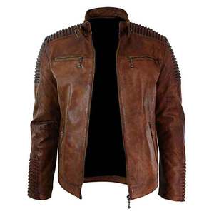 Customized Men's Genuine <b>Leather</b> Bomber <b>Jacket</b> with Zipper Closure Coated Fabric Breathable Hooded Regular Fit 320g Lightweight - Product Image 2