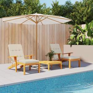 Juego de 2 Cojines para Silla de Jardín de Tela Oxford Crema, Cojines de Espuma y Fibra para Exteriores - Product Image 1