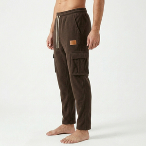 Oversized Streetwear Fleece Cargo <b>Pants</b> Men Heavy Fabric Warm Sweatpants Loose Straight Leg Jogger Trousers Utility <b>Pants</b> - Product Image 5