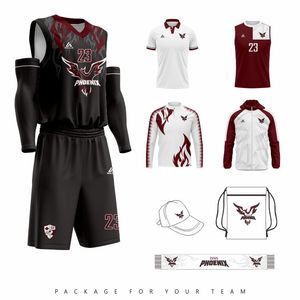 Conjunto de Uniforme de Baloncesto Phoenix, Jersey con Cuello en V y Pantalones Cortos con Estampado por Transferencia Térmica, Ropa Deportiva de Secado Rápido de Poliéster para Adultos Unisex de Verano - Product Image 1