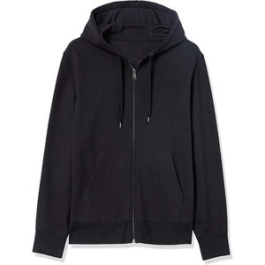 เสื้อฮู้ดซิปผู้ชายสีดำล้วน ทรงปกติ สวมใส่สบาย ผ้าเฟรนช์เทอร์รี่ 100% ผ้าฝ้าย เหมาะสำหรับใส่ในฤดูใบไม้ร่วง - Product Image 5