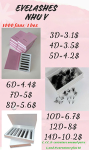 Pestañas postizas sintéticas LONG MI NHU Y, suaves y naturales, de 2D a 40D, 500-1000 unidades, sueltas, base puntiaguda de 0.03-0.20, rizadas preformadas, curvaturas B, C, CC, D, M, L, LB, LC, LD - Product Image 6