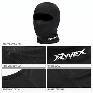 Cagoule de moto unisexe RYVEX en Spandex noir, masque intégral, doublure de casque, cache-cou - Product Image 2