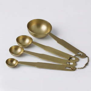 Ensemble de cuillères à mesurer vintage en métal doré, 4 pièces, durables, à long manche, accessoires de cuisine, cuillère à mesurer durable - Product Image 6