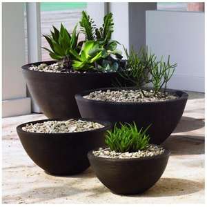 Pots de fleurs en forme de bol pour jardin extérieur vert - Product Image 1