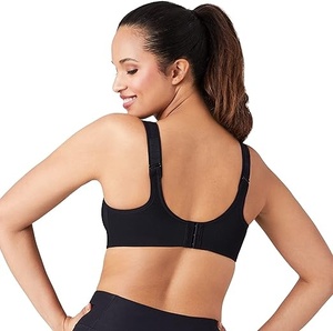Sujetador deportivo negro sin aros para mujer, de copa completa, sin costuras, de punto, de elastano y nailon, diseño racerback, transpirable, con soporte, para todas las estaciones - Product Image 3