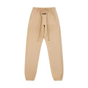 Pantalon droit beige pour femme, taille mi-haute, avec cordon de serrage, décontracté, longueur complète, tricoté, coupe classique, couleur unie, pour l'automne - Product Image 1
