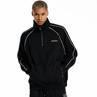 Veste de survêtement unisexe noire à capuche, coupe oversize, 100 % coton French Terry, tenue décontractée d'automne, impression numérique brodée