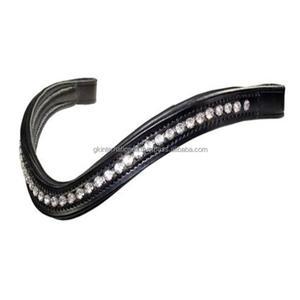 Banda de ceja de caballo acolchada de cuero Premium negro de alta calidad canal vacío incrustaciones Cristales blancos brillantes diamante banda de CEJA ostentosa - Product Image 4