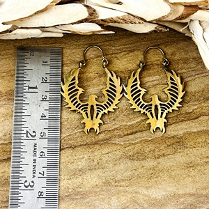 Pendientes de Aro con Diseño de Fénix Tribal, Favoritos del Mercado, Joyería Boho de Latón para Mujer, Acabado de Latón Antiguo, Diseño de Pájaro [Venta al por Mayor/OEM/ODM] - Product Image 3