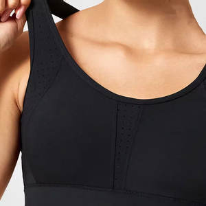 Sujetador deportivo de primera calidad estilo racerback sin costuras, de soporte medio, de una pieza, color rojo tartán para mujer - Product Image 4