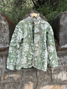 Premium Cotton <b>Kantha</b> Suzani Quilted <b>Jacket</b> – Ethnic Floral Embroidery, Lightweight Layering Coat, Handmade Sustainable Fashion - Product Image 4