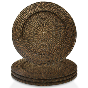 Assiettes de présentation en jacinthe d'eau écologiques napperons ronds légers et durables faits à la main décor de vaisselle du Vietnam - Product Image 2