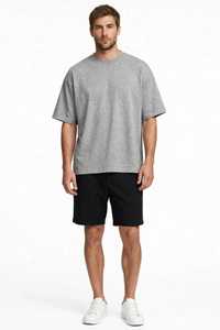 Camiseta Extra Grande para Hombre, 100% Algodón, Manga Corta, Cuello Redondo, Color Gris Jaspeado, Estilo Casual, Transpirable y Ecológica - Product Image 3