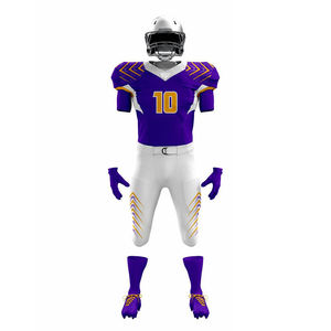 Custom American Football Uniform Purple <b>White</b> Sublimated Jersey Pants Gloves <b>Socks</b> Set <b>Men</b> Adult All Seasons Moisture Wicking - Product Image 5