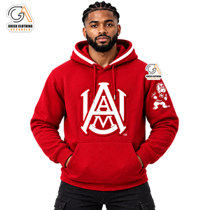 Sweat-shirt à capuche en polaire rouge pour homme, imprimé lettres A&M, coupe classique, décontracté, pour l'automne et l'hiver, respirant et coupe-vent - Product Image 4