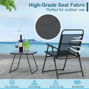 3-Piece Folding Patio Garden Set Conversation Chairs and <b>Table</b> for <b>Outdoor</b> Entertaining - Product Image 6