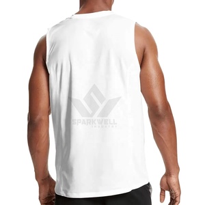 <b>Men's</b> <b>White</b> Sleeveless O-Neck Knitted Tank Top Breathable Solid Color Casual Sports <b>Vest</b> - Product Image 3