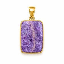 Pendentif pour femme en charoïte naturelle plaqué or, style vintage, bijoux faits main en argent sterling 925, idéal pour les occasions de mariage et la guérison énergétique - Product Image 2
