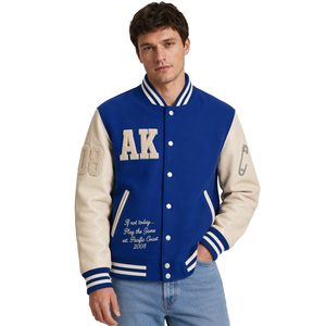 Chaqueta Varsity de Béisbol con Logotipo Personalizado de Alta Calidad, Estilo Vintage, para Hombre, Bordada, de Lona, Resistente al Viento, con Diseño Gráfico - Product Image 2