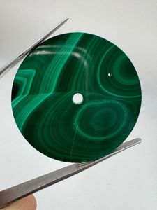 Cadran de montre classique élégant vintage de luxe en pierre de malachite verte naturelle, coupe plate, 37 mm, épaisseur 0,6 mm, trou central de 2 mm - Product Image 2