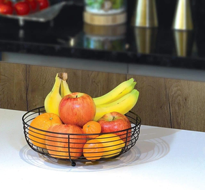 Corbeille à fruits moderne en fil métallique pour cuisine et table à manger, noir mat, support de rangement ouvert pour la maison et la cuisine - Product Image 2