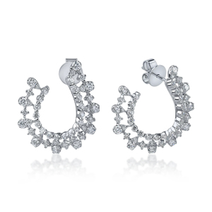 Pendientes de Aro de Plata 925 de Lujo con Diamante de Corte Brillante Redondo para Mujer, Joyería de Boda - Product Image 1