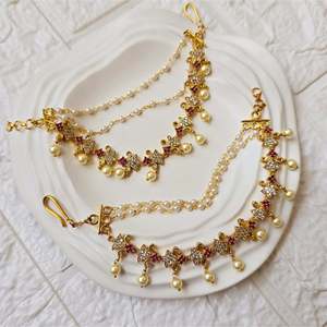 Ruby Champaswaralu Designs Vintage Gold Plated Emerald Fine Jewelry Set for Wedding Party Gift - Product Image 1