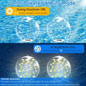 2 Pack luci a LED solari per esterni 3200K caldo bagliore 3 modalità di illuminazione 4 livelli di luminosità IP68 telecomando impermeabile per spiaggia giardino - Product Image 4