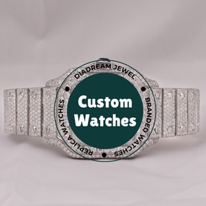 นาฬิกาฮิปฮอปเพชรมอยส์ซอไนต์สุดหรูสำหรับผู้ชายที่มีความชัดเจนทำจากสเตนเลสสตีลและ VVS - Product Image 1