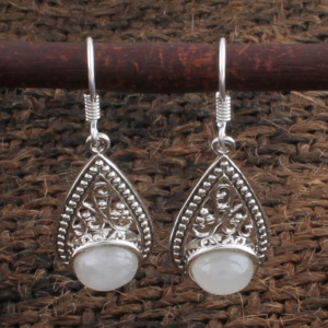 Pendientes de Piedra Lunar Arcoíris Natural al por Mayor, Pendientes Colgantes de Plata de Ley 925 con Gemas Vintage para Mujer, Joyería Fina de Fábrica - Product Image 4