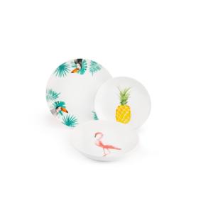 Servizio di piatti Excelsa da 18 pezzi in porcellana tropicale multicolore con disegno di fenicottero, ananas e tucano - Product Image 2
