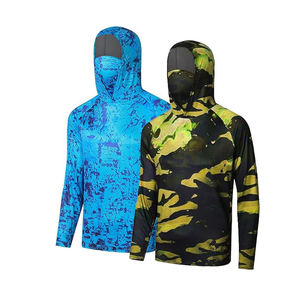 Camisa de Pesca con Capucha y Manga Larga para Hombre, Azul Estampado, UPF 50, Protección Anti-UV, Ropa para Exteriores, Impresión por Sublimación - Product Image 4