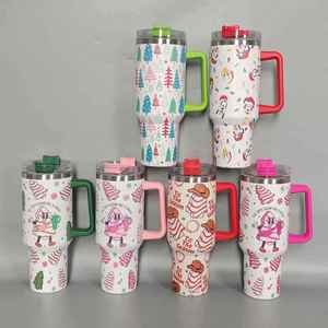 Halloween Christmas Gifts USA WAREHOUSE Double Walled Stainless Steel Travel Mug 40oz Tumbler With Handle Sublimation Blanks Cup - Product Image 4