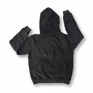 Sweat-shirt à capuche noir pour homme avec motif à pois en strass, respirant, en molleton français, décontracté, pour l'automne - Product Image 4