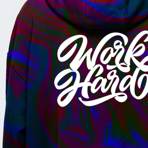 Sweat-shirt décontracté surdimensionné pour homme, 100 % coton, avec impression par sublimation « Work Hard », fermeture éclair intégrale, qualité supérieure, écologique - Product Image 3