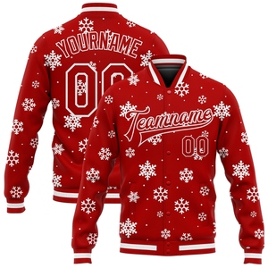 ขายส่งโดยตรงจาก OMMIZ INDUSTRY เสื้อแจ็คเก็ต Letterman แบบ 3 มิติ สีแดงขาว ลายคริสต์มาส ติดกระดุมแบบเต็มตัว สั่งทำได้ - Product Image 1