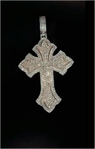 Pendentif unisexe en forme de croix en moissanite taille ronde, plaqué or, tendance, en argent sterling 925, pendentif croix Jésus chrétien - Product Image 4