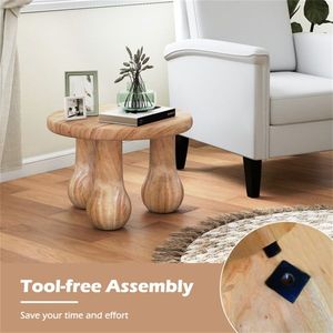 Tavolino Rotondo in Legno di Mogano Massiccio da 24 Pollici, Capacità 110 Libbre, per Uso Interno/Esterno, Aspetto Naturale - Product Image 5