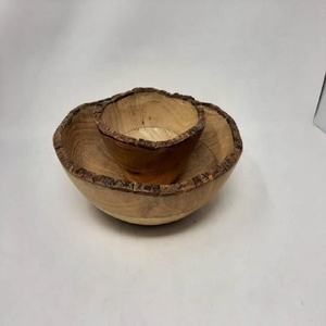 Handmade Natural Wooden Serving Bowl Bark Edges For Salad Fruits & <b>Dinnerware</b> Rounded Stylish Salad Serving Bowl For Kitchenware - Product Image 1