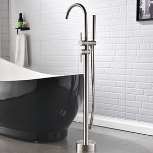 Rubinetto Monocomando per Vasca da Bagno Freestanding e Doccetta a Mano, Montaggio a Pavimento (Nero Spazzolato) - Product Image 4