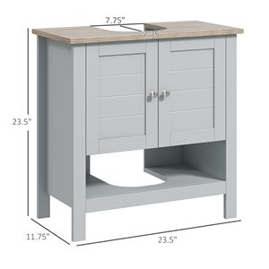 Mobile Bagno Moderno Tradizionale Grigio Sottolavabo con Ripiano Regolabile in Legno, Design a Piedistallo per Hotel e Ospedali - Product Image 3