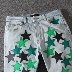 Vaqueros Bootcut para Hombre con Bordado de Diamantes, Elásticos, Ajustados, Rotos, Acampanados, de Mezclilla Lavada y Desgastada - Product Image 4