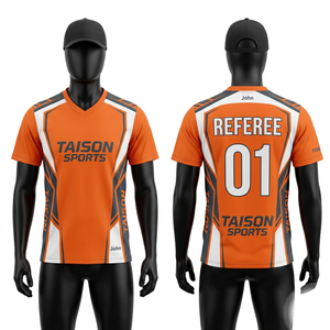Camiseta de árbitro de netball de malla de poliéster premium de 160 GSM, amarilla con paneles azul marino, sublimación, logotipo personalizado - Product Image 2