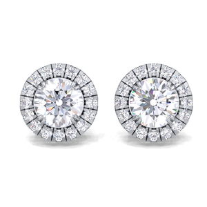 IGI Certified Lab Grown Diamond Double Halo <b>Stud</b> <b>Earrings</b> 14K <b>Gold</b> Round Diamond Cluster Halo <b>Studs</b> - Product Image 1