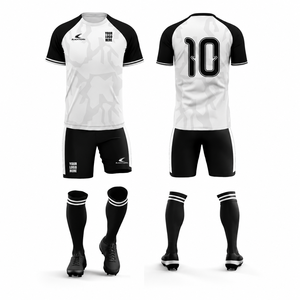 Conjunto de Camiseta de Fútbol Personalizada para Hombre, Blanca y Negra, Sublimada, de Manga Corta, Absorbente de Humedad, para Todas las Temporadas, Uniforme de Equipo para Adultos - Product Image 1
